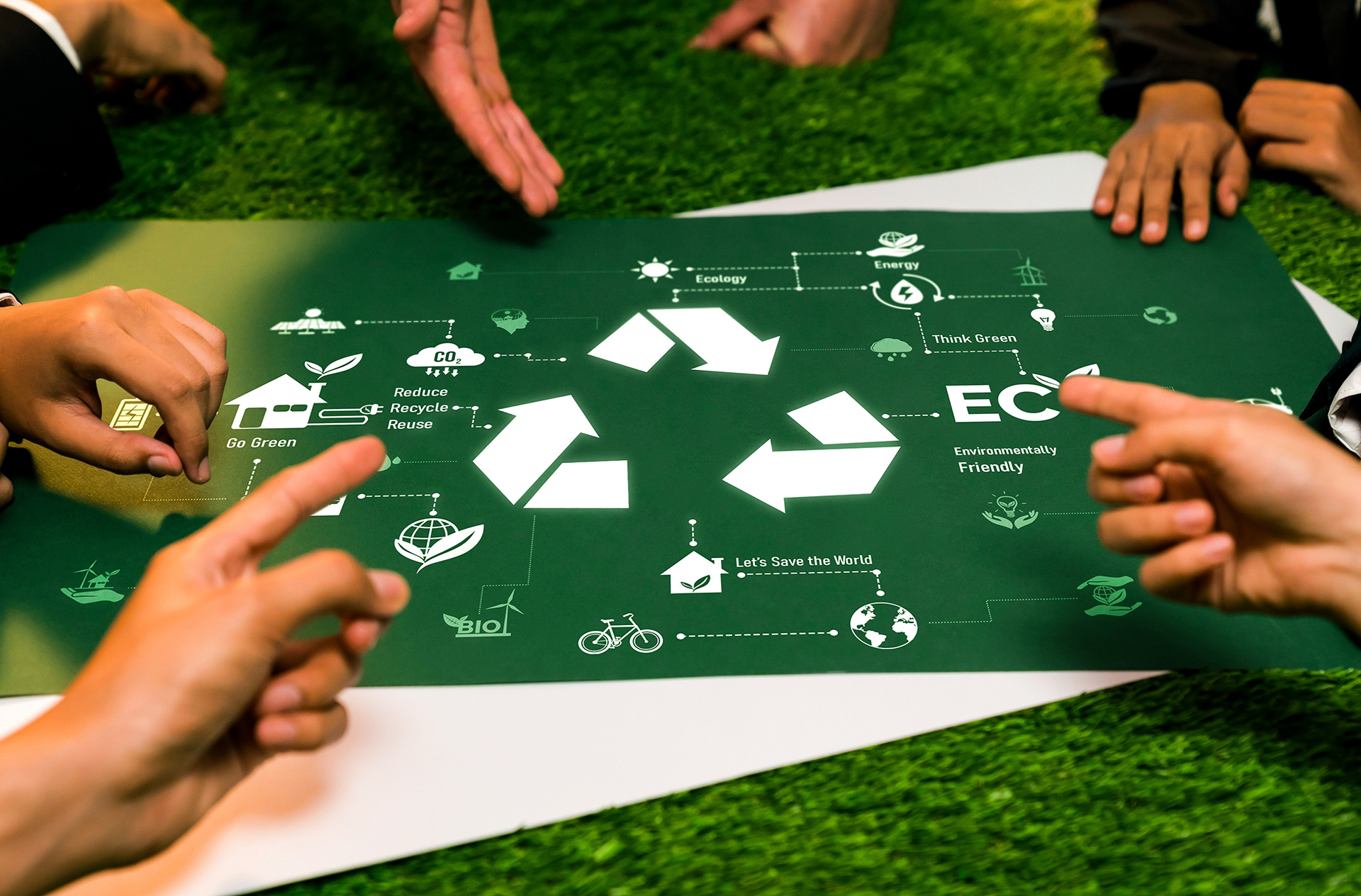 ESG investment project meeting with people discuss on recycling project.Reliance
