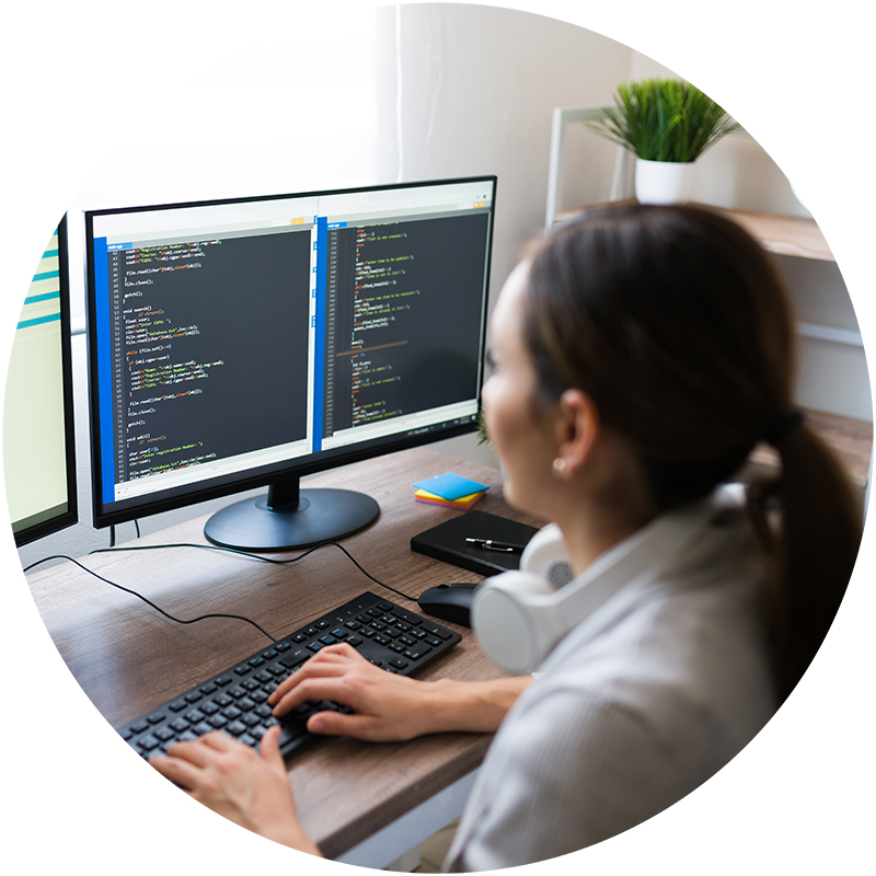 Woman freelancer programming at home